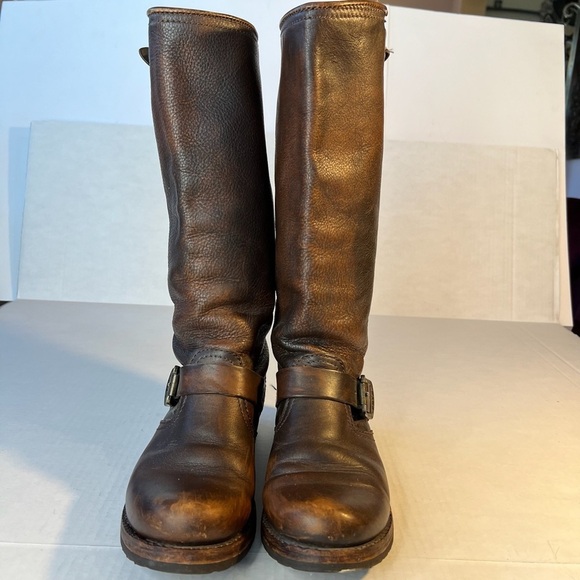 Frye Sz 7 Veronica Slouch Distressed Brown Leather Knee Boots - Picture 14 of 14